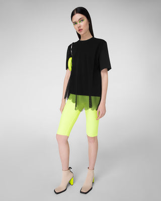 T-shirt with scalloped mesh detail