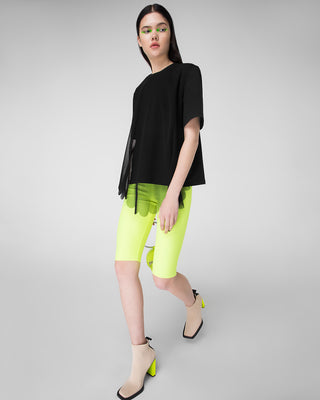 T-shirt with scalloped mesh detail